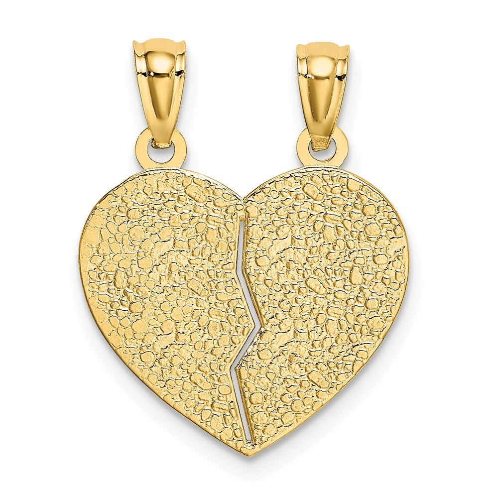 14k Yellow Gold Satin and DAUGHTER-MOM 2-Piece Break-Apart Heart Pendant