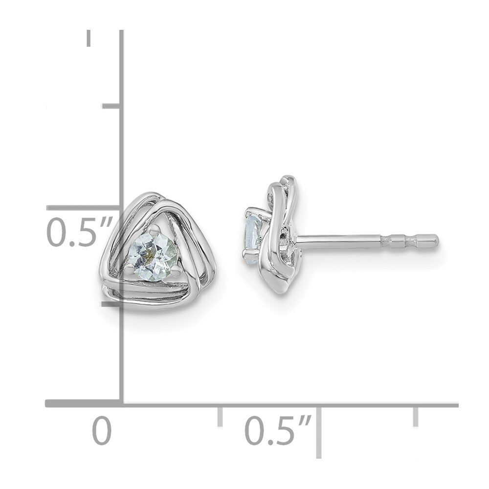 14k White Gold Aquamarine Stud Earrings Gift for Women