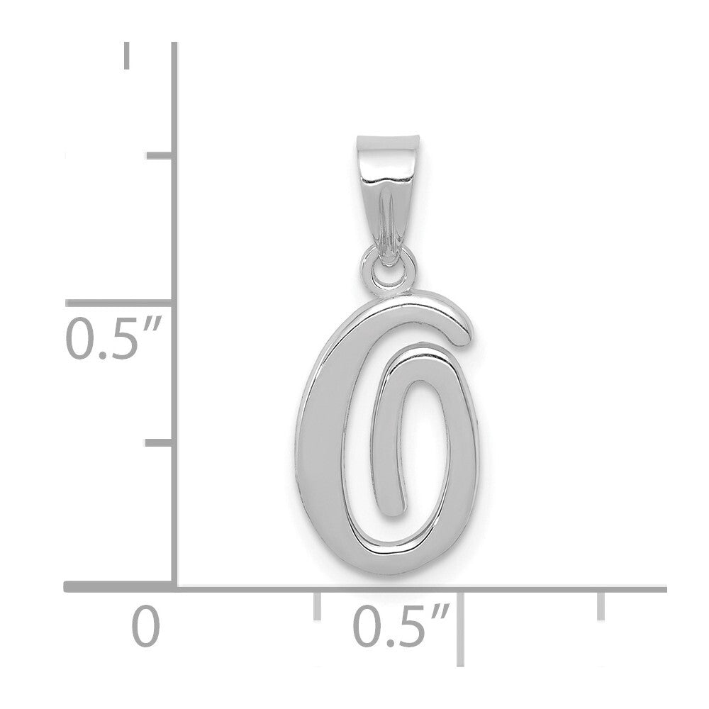 14k White Gold Script Letter O Initial Pendant for Women