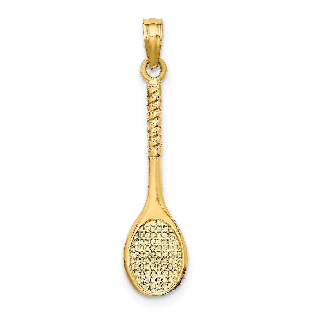14k Yellow Gold 3-D Tennis Racquet Charm Pendant for Women