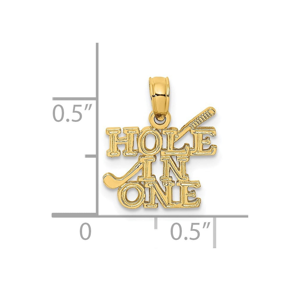 14k Yellow Gold HOLE IN ONE w/Golf Club Charm
