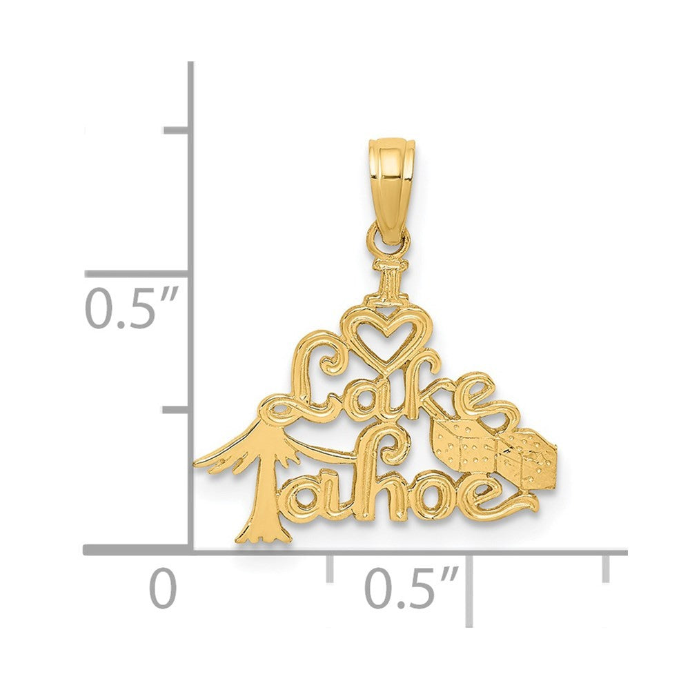 14k Yellow Gold Polished I HEART LAKE TAHOE Charm