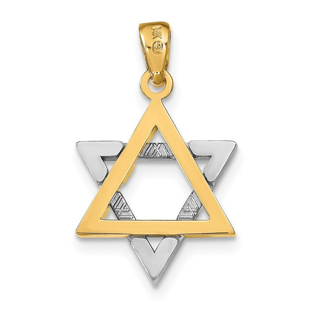 14k Two-tone Gold Star Of David Charm Pendant for Women