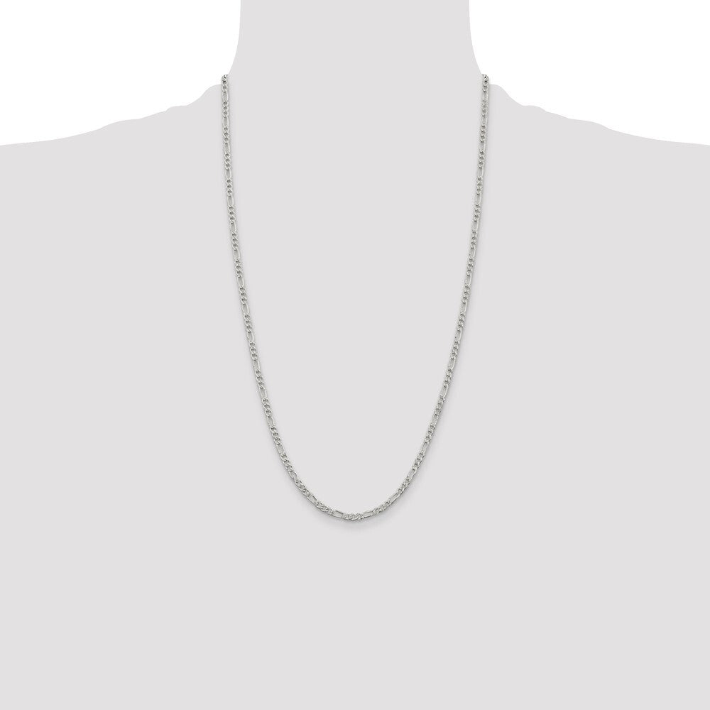 Sterling Silver 3mm Pav� Flat Figaro Chain