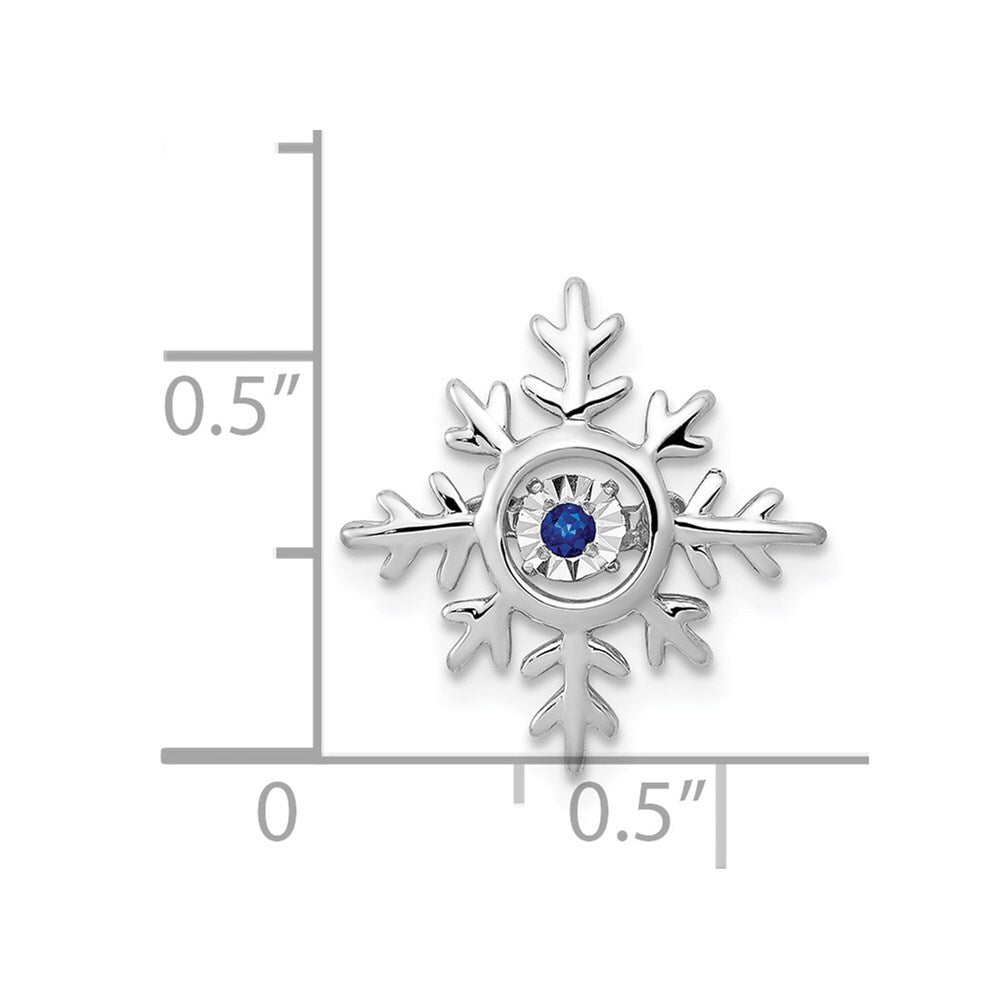 14k White Gold Vibrant Moving Sapphire Snowflake Chain Slide Pendant for Women