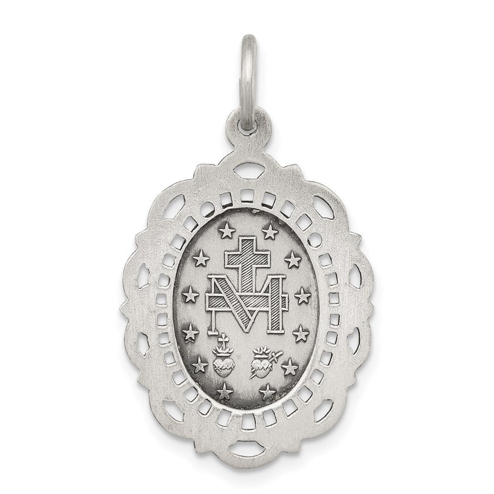 Sterling Silver Antiqued Miraculous Medal Pendant Holiday Gift for Women