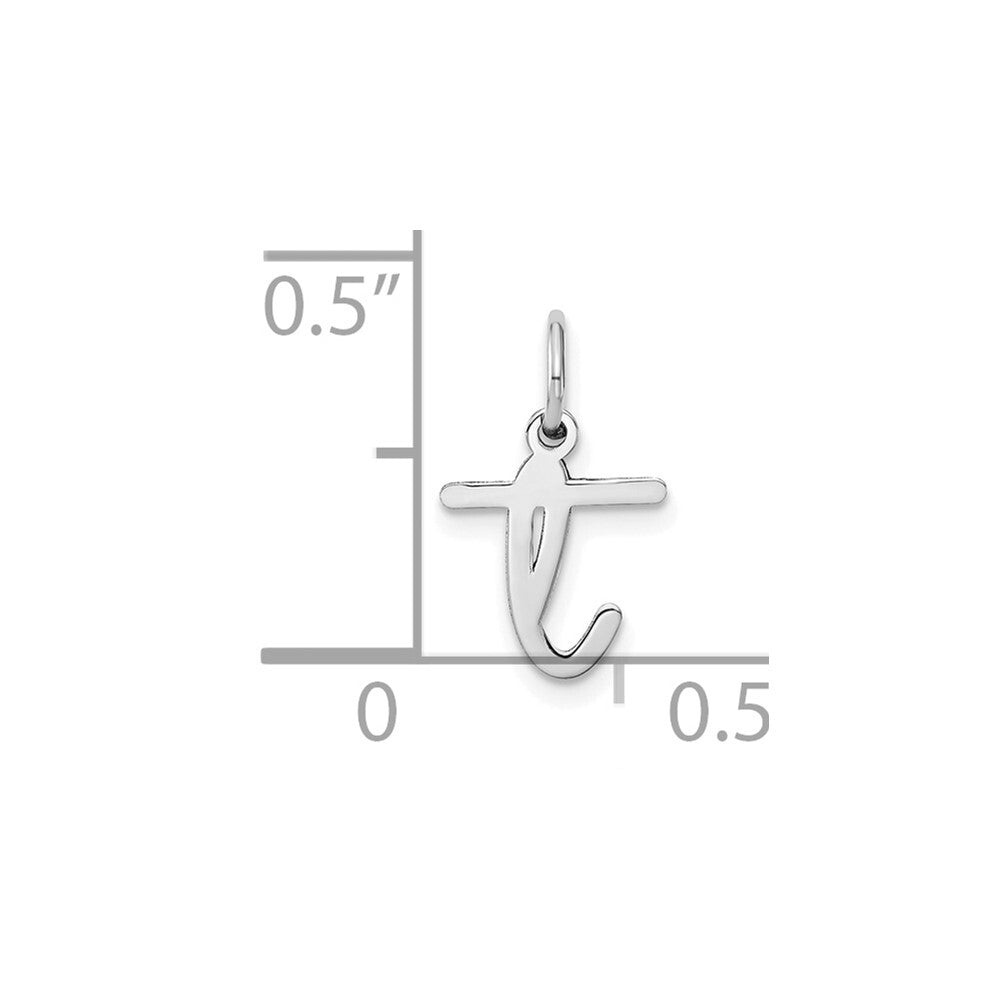 14k White Gold Lower case Letter T Initial Charm Pendant for Women