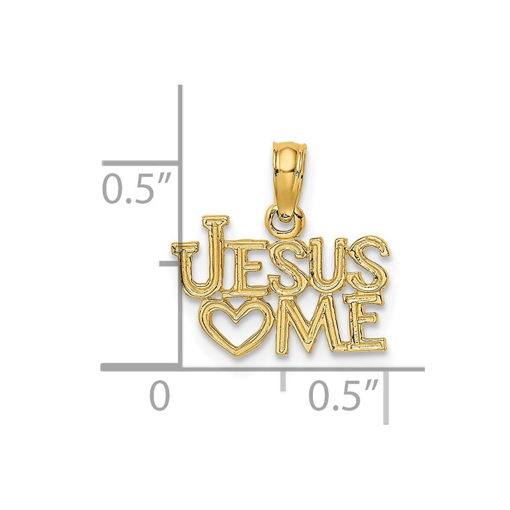 14k Yellow Gold Polished / Engraved JESUS HEART ME Charm