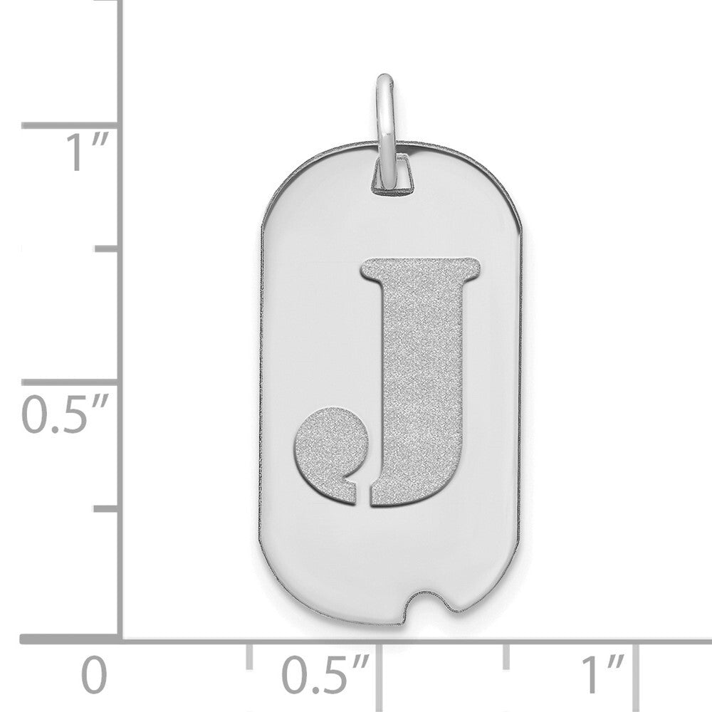 14k White Gold Polished Letter J Initial Dog Tag Pendant for Women