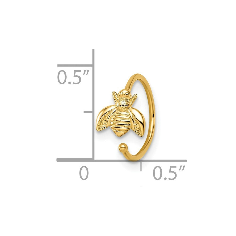 14k Yellow Gold 18 Gauge Bumble Bee Nose Ring / Ear Cuff