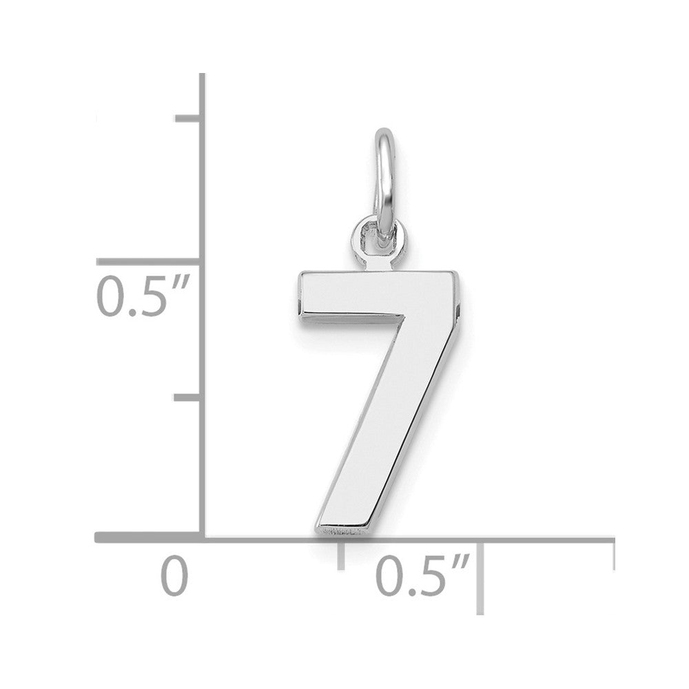 14k White Gold Small Polished Number 7 Charm Pendant