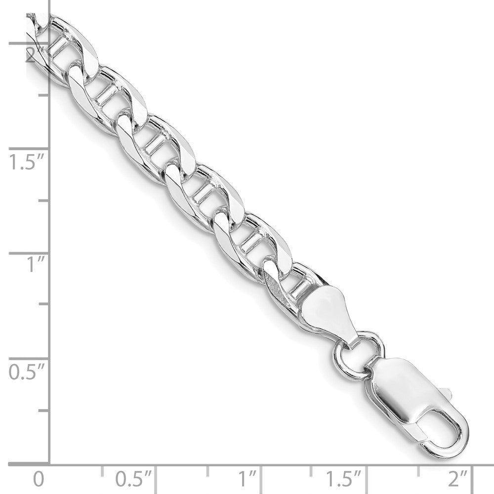 Sterling Silver Rhodium-plated 6.5mm Diamond-Cut Flat Anchor Curb Chain Bracelet
