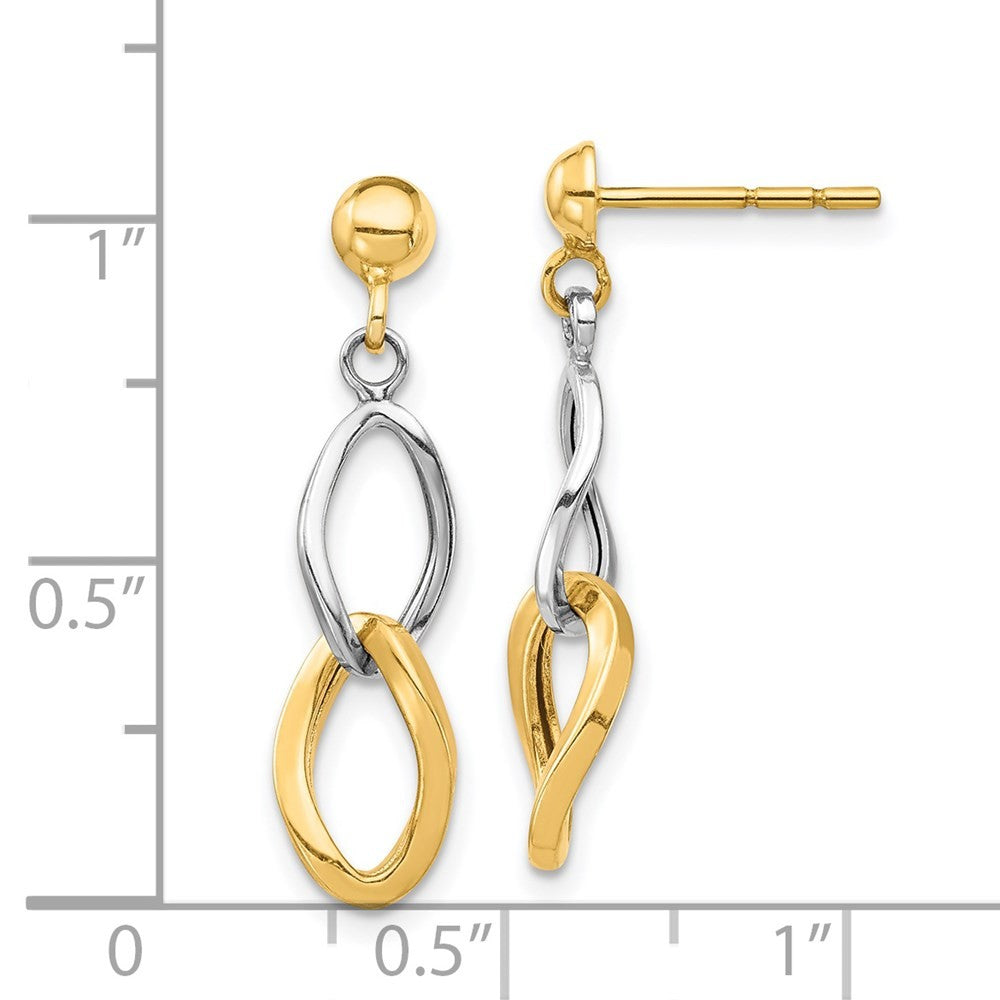 14K Two-tone Dangle Earrings