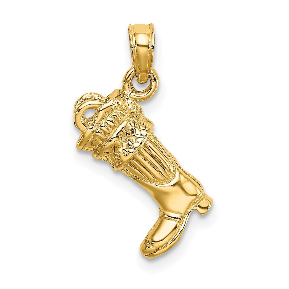 14k Yellow Gold 3-D Firefighter Boot Charm