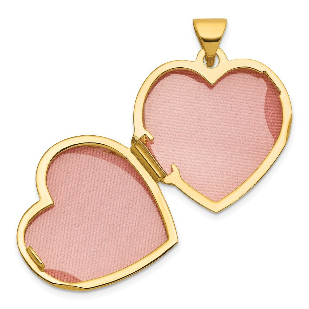 14k Yellow Gold and Rhodium Polished Floral 18mm Heart Locket Pendant for Women