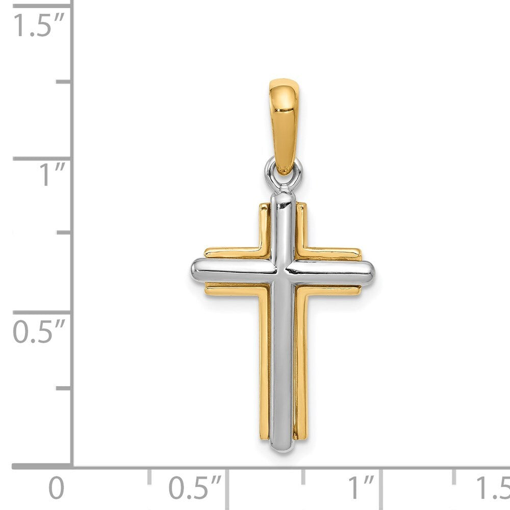 14k Two-tone Gold Cross Pendant for Women