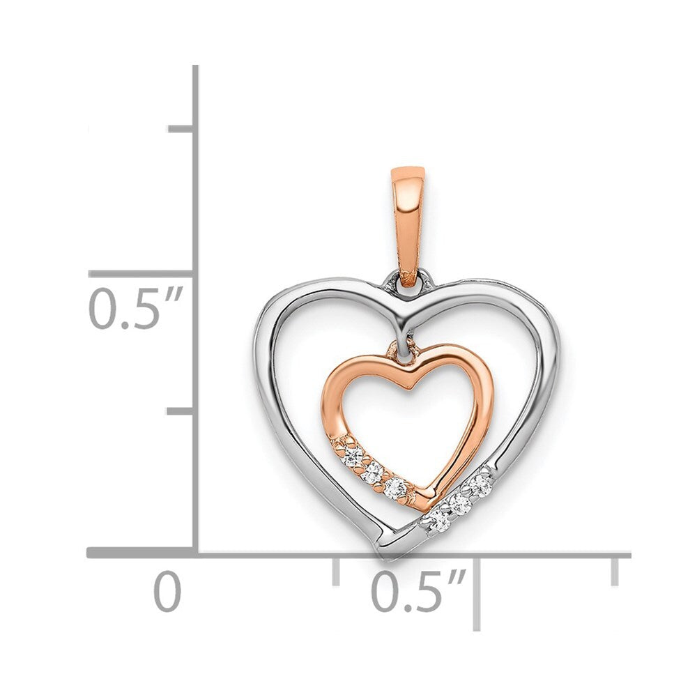 14k Two-tone Gold 14kt White Heart Charm Pendant Diamond Heart Pendant