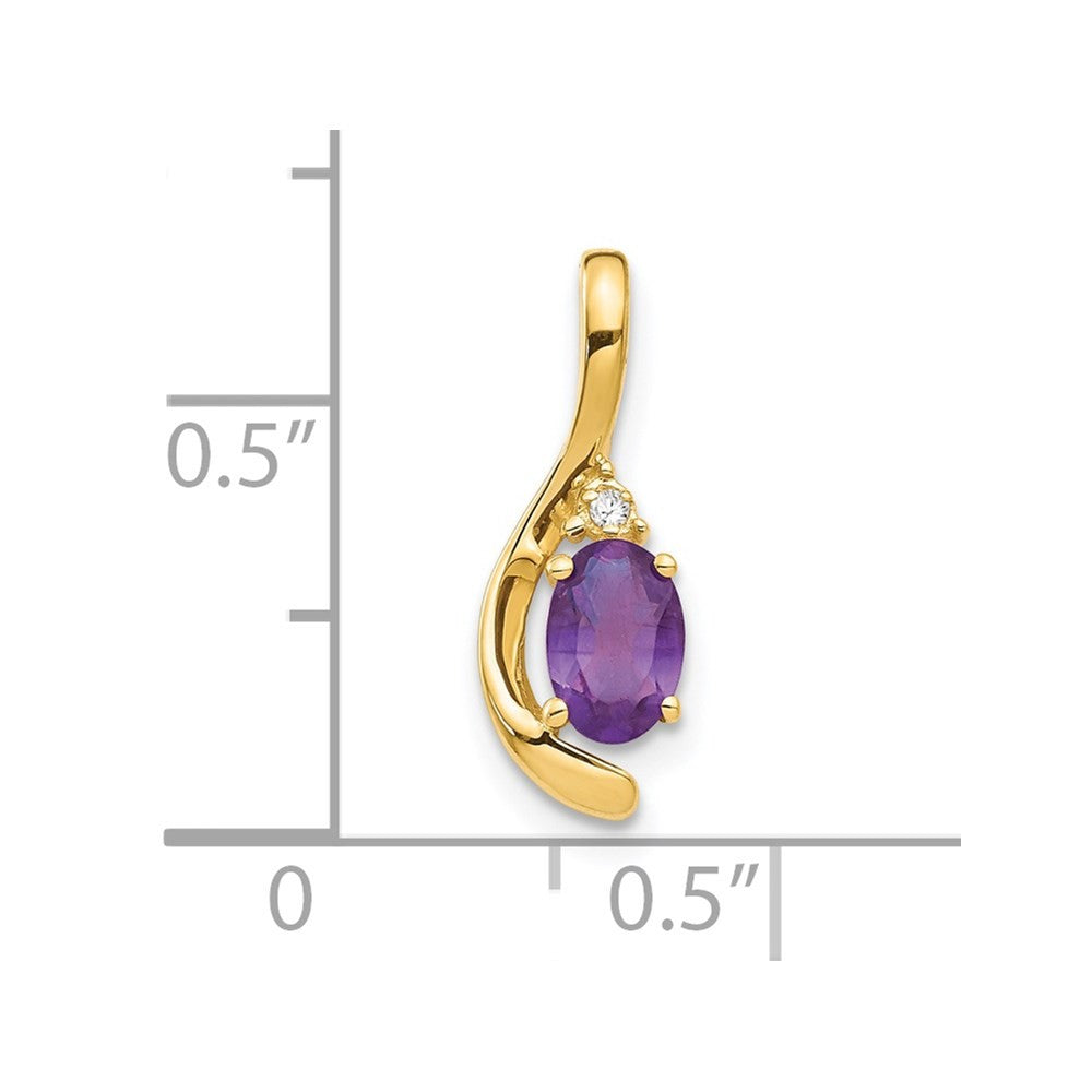 14k Yellow Gold Amethyst and Diamond Pendant