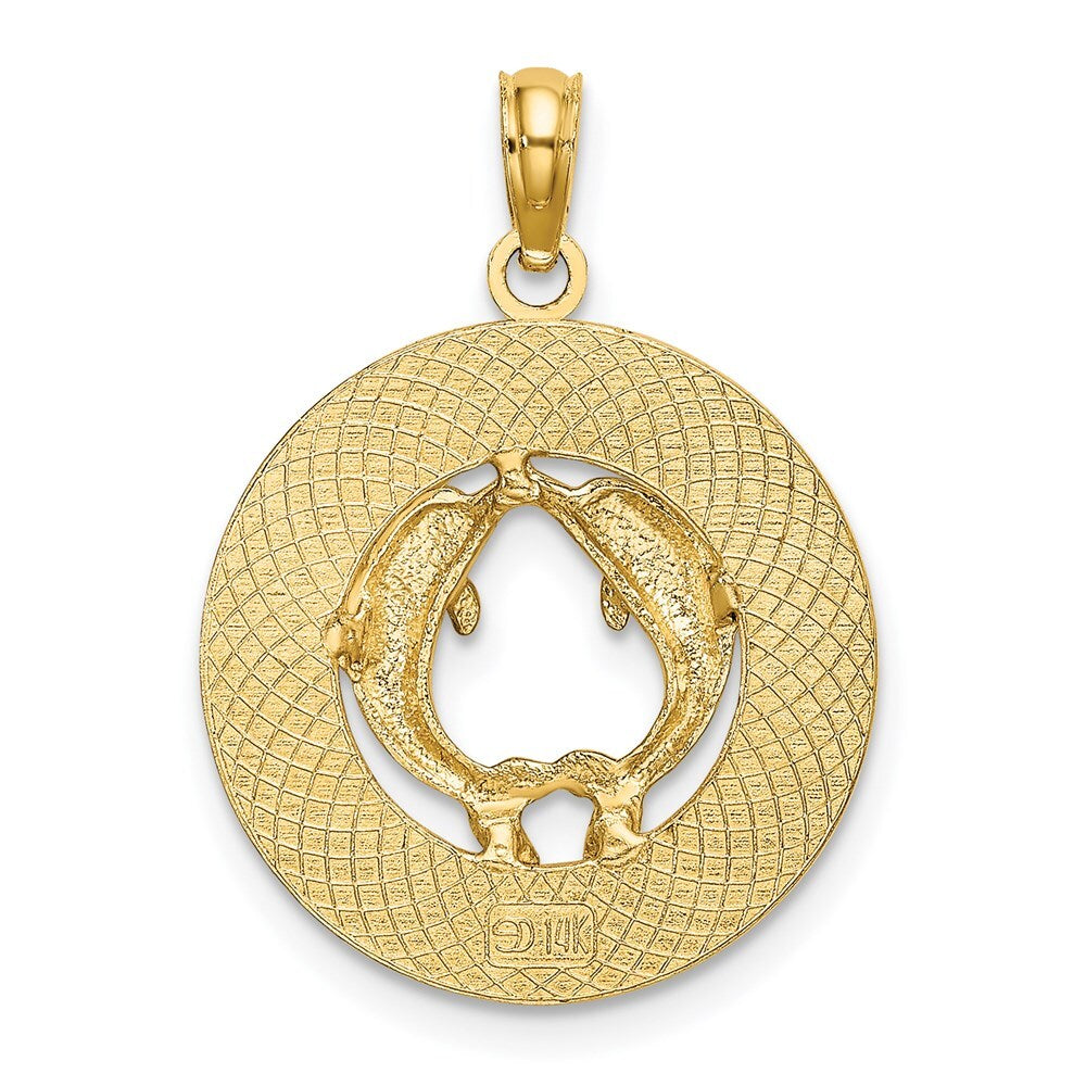 14k Yellow Gold MYSTIC CT Dolphins Charm Pendant for Women