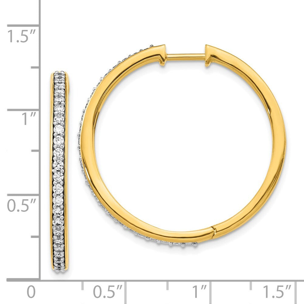 14k Yellow Gold Diamond Hinged Hoop Earrings