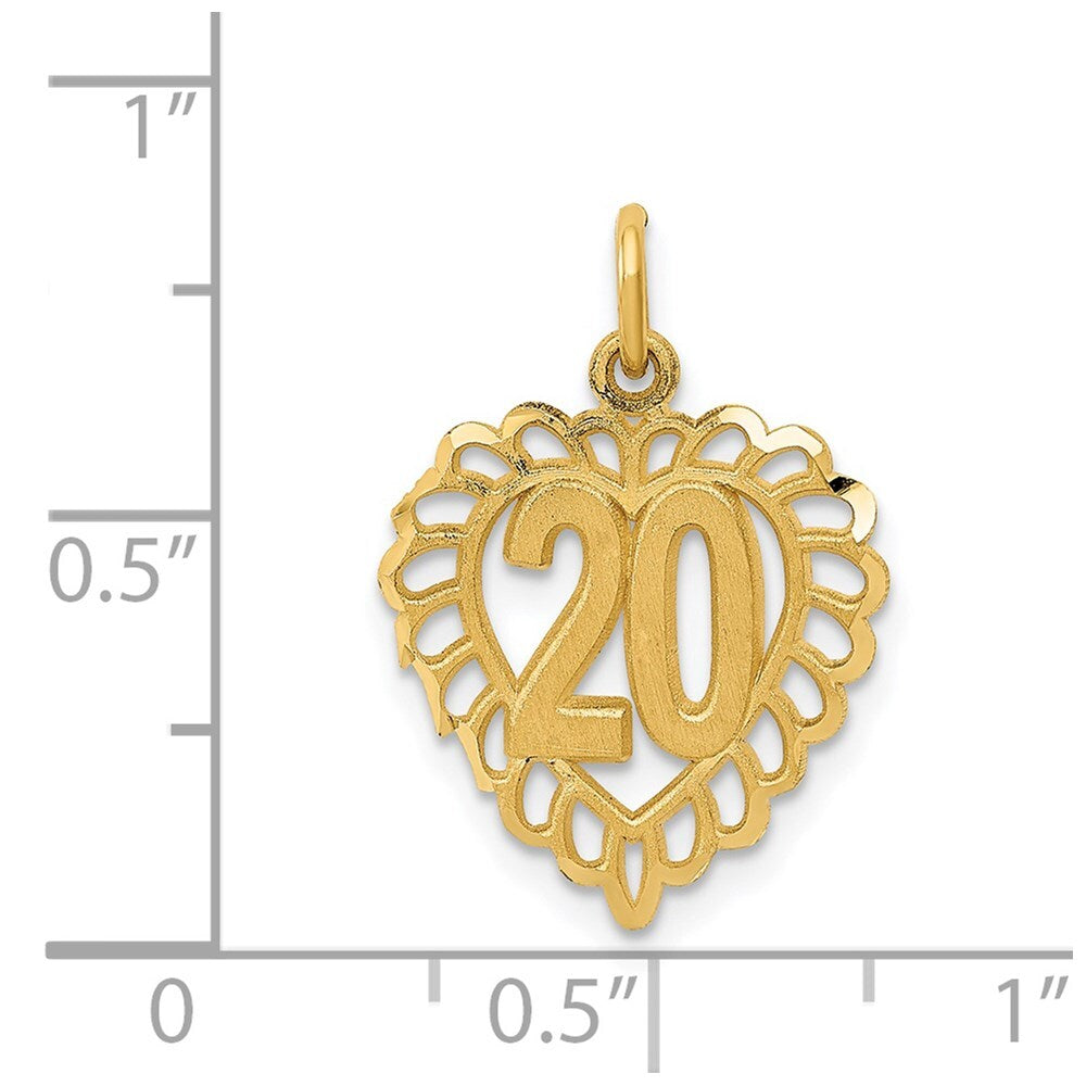 14k Yellow Gold 20 in Heart Charm Pendant for Women