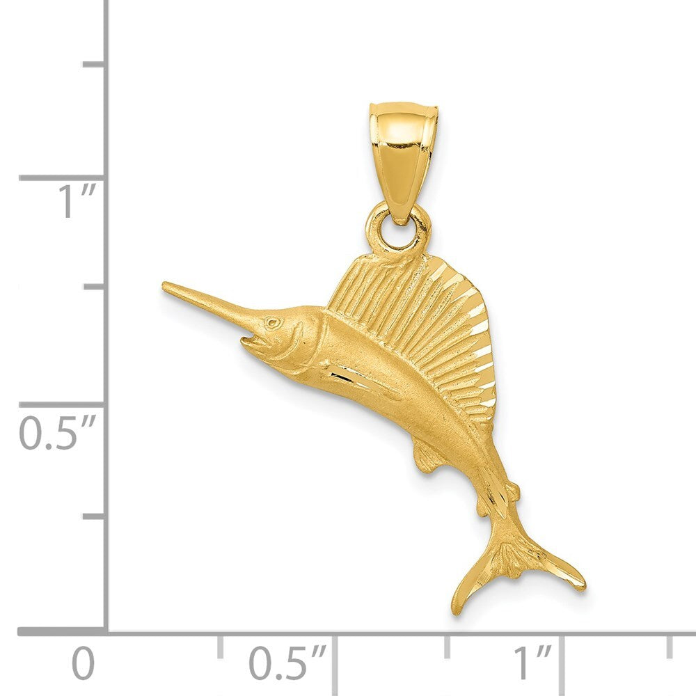 14k Yellow Gold Sailfish Pendant for Women