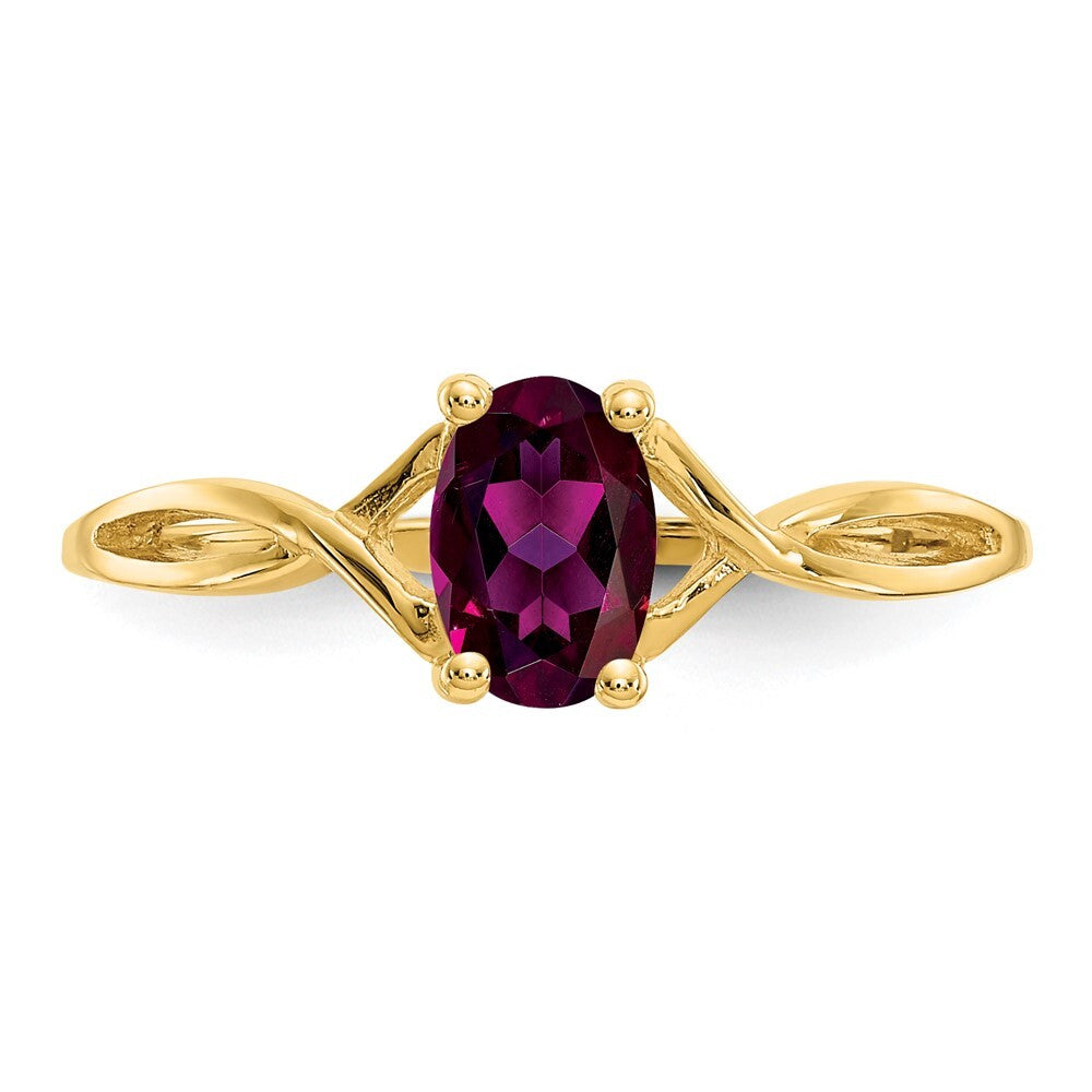 14K Yellow Gold Rhodolite Garnet Birthstone Ring