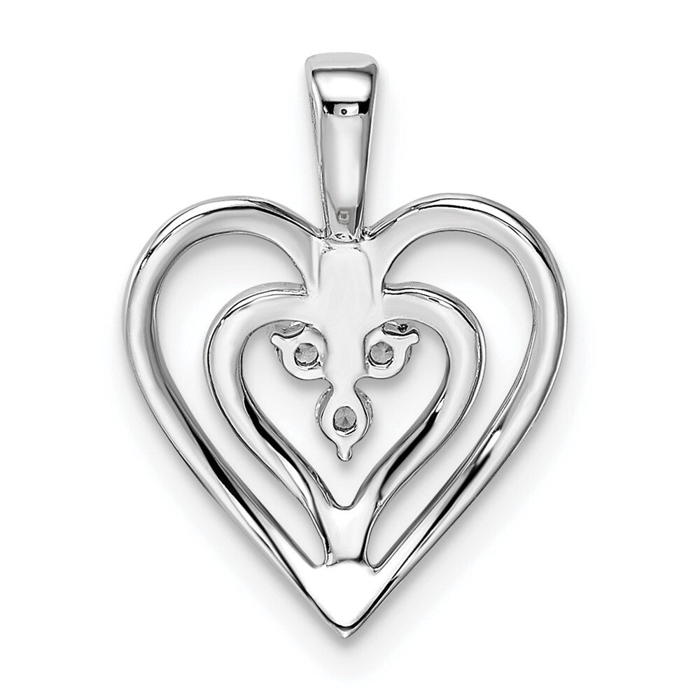 14k White Gold Polished Heart Diamond Pendant for Women