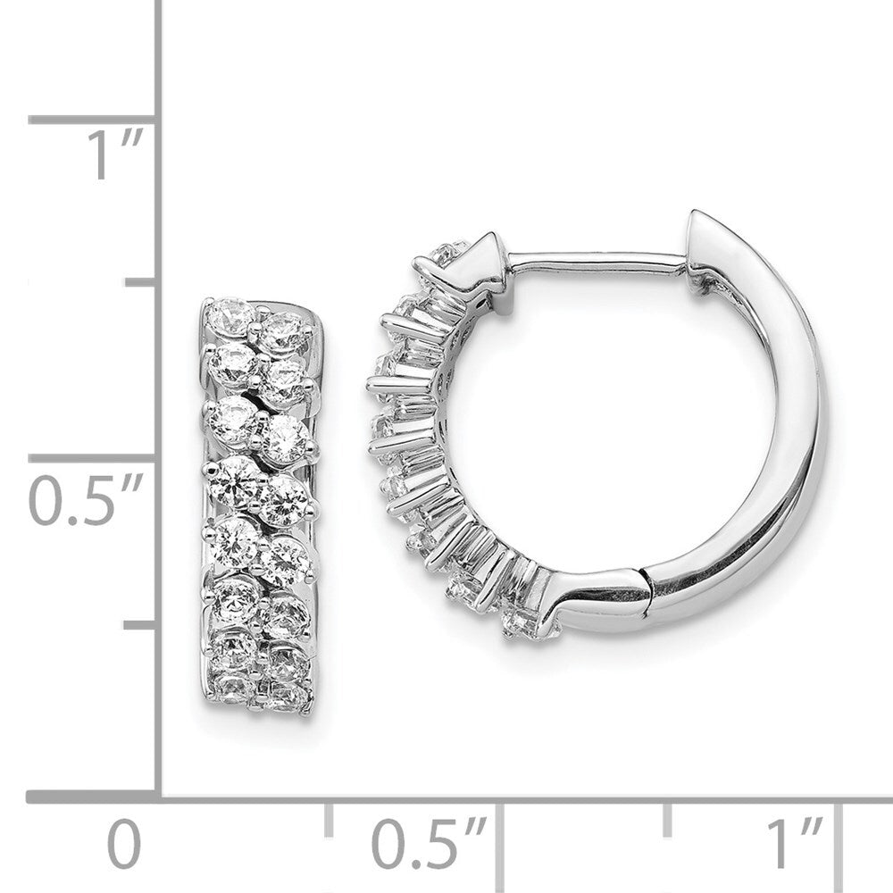 14k White Gold Diamond Hinged Hoop Earrings