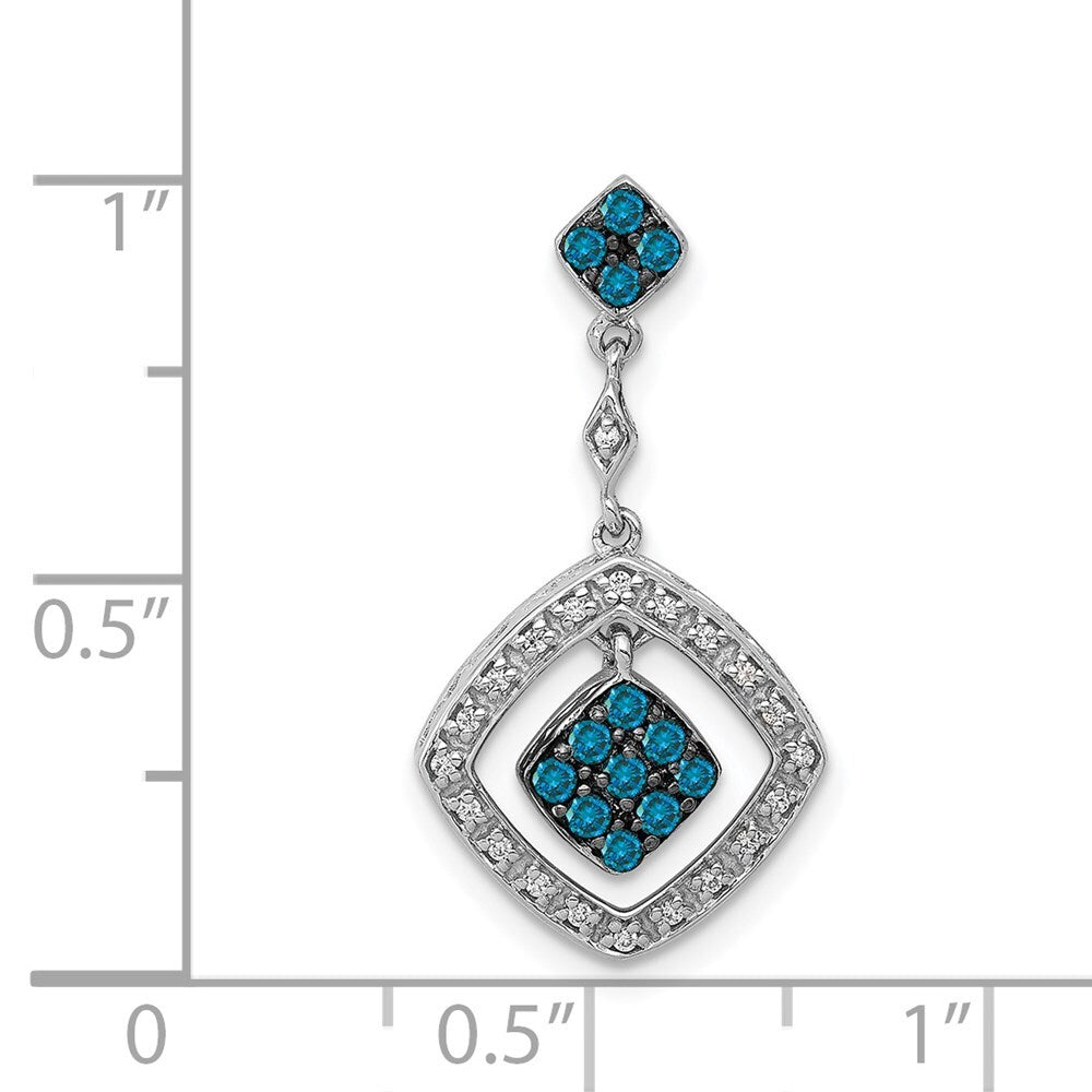 14k White Gold 1/4ct. White and Blue Diamond Dangle Pendant for Women