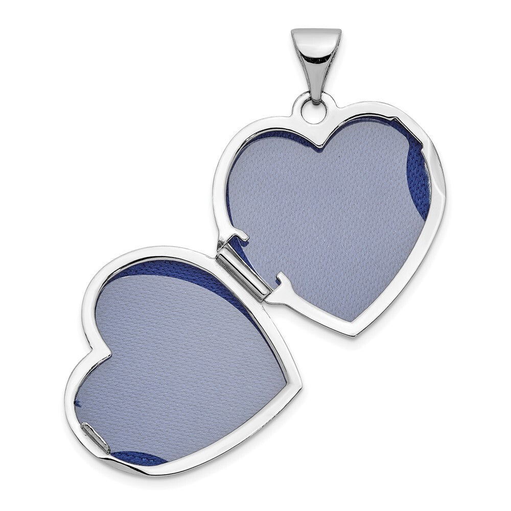 14k White Gold Scrolled Love You Always Heart Locket Pendant for Women