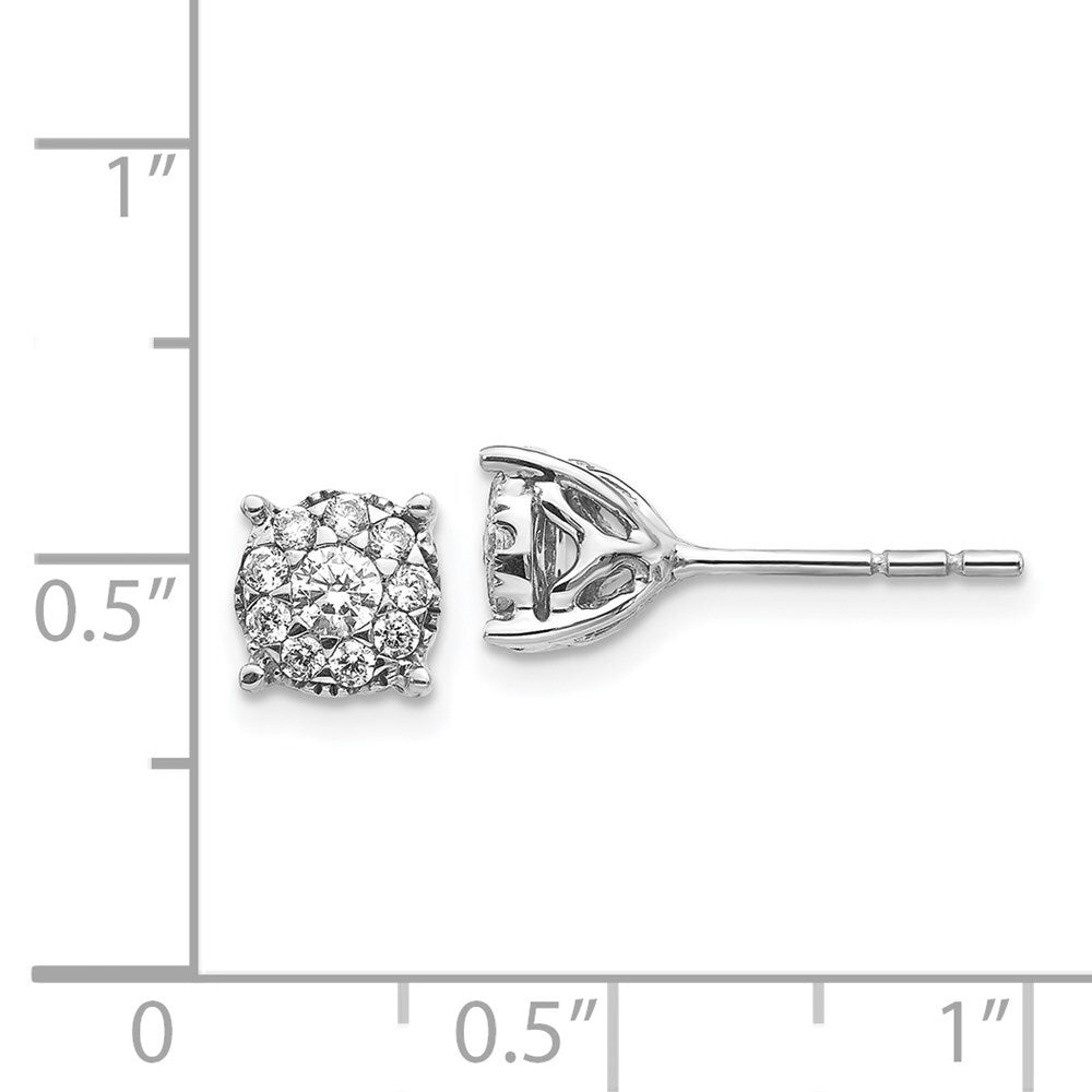 14k White Gold Diamond Cluster Stud Earrings