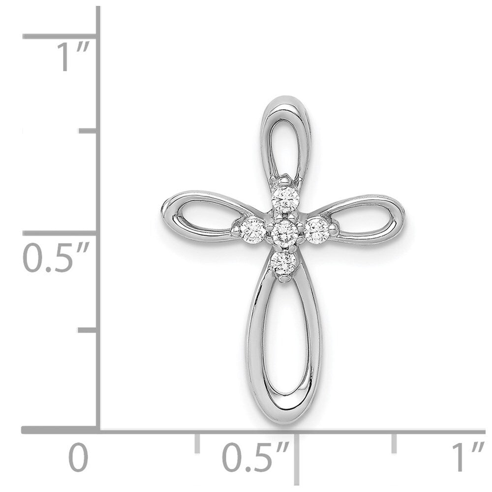 14k White Gold 1/10ct. Diamond Cross Chain Slide Pendant for Women