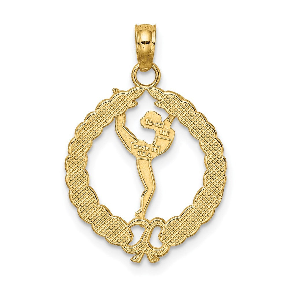 14k Yellow Gold Solid Polished Framed Gymnast Charm