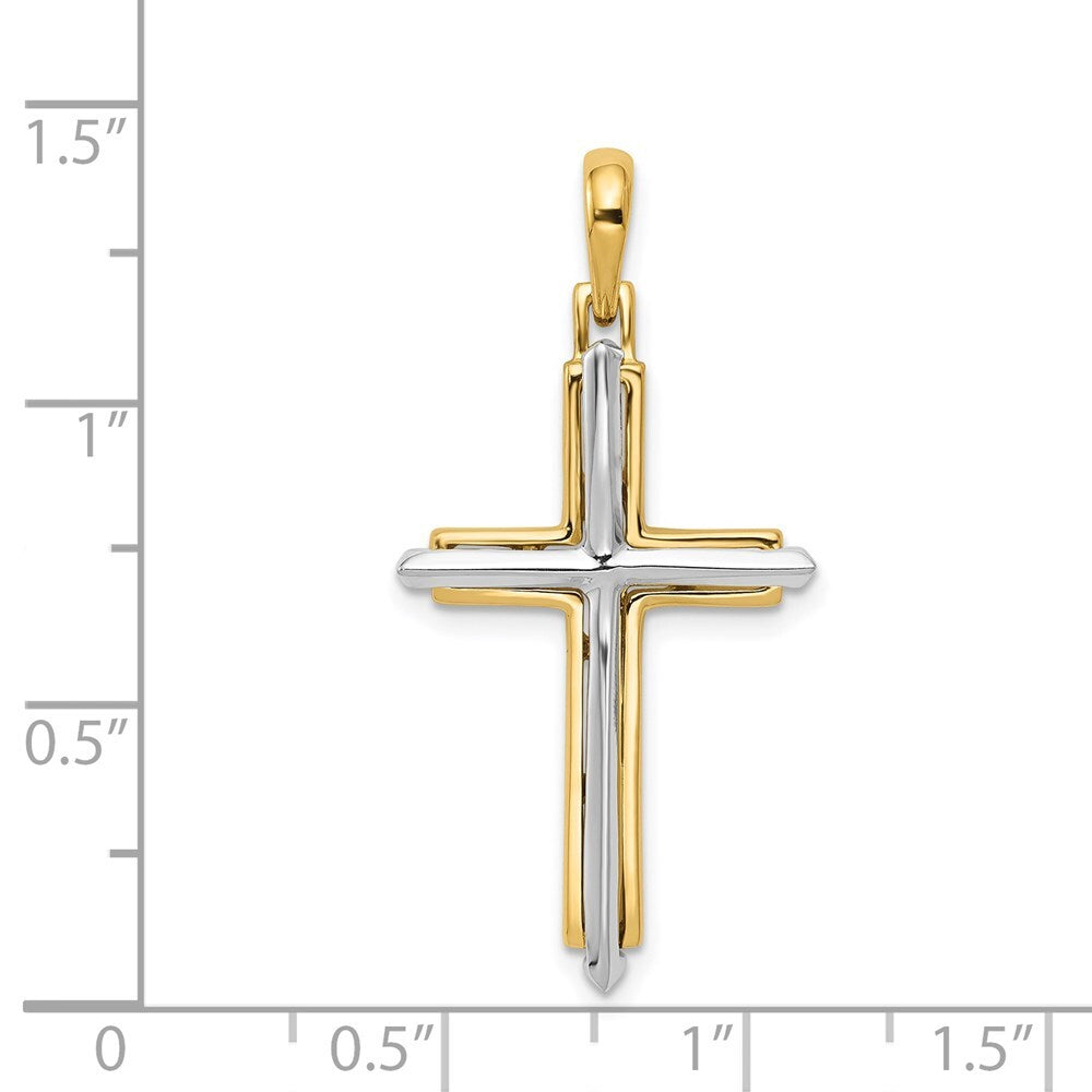 14k Two-tone Gold Fancy Cross Pendant for Women