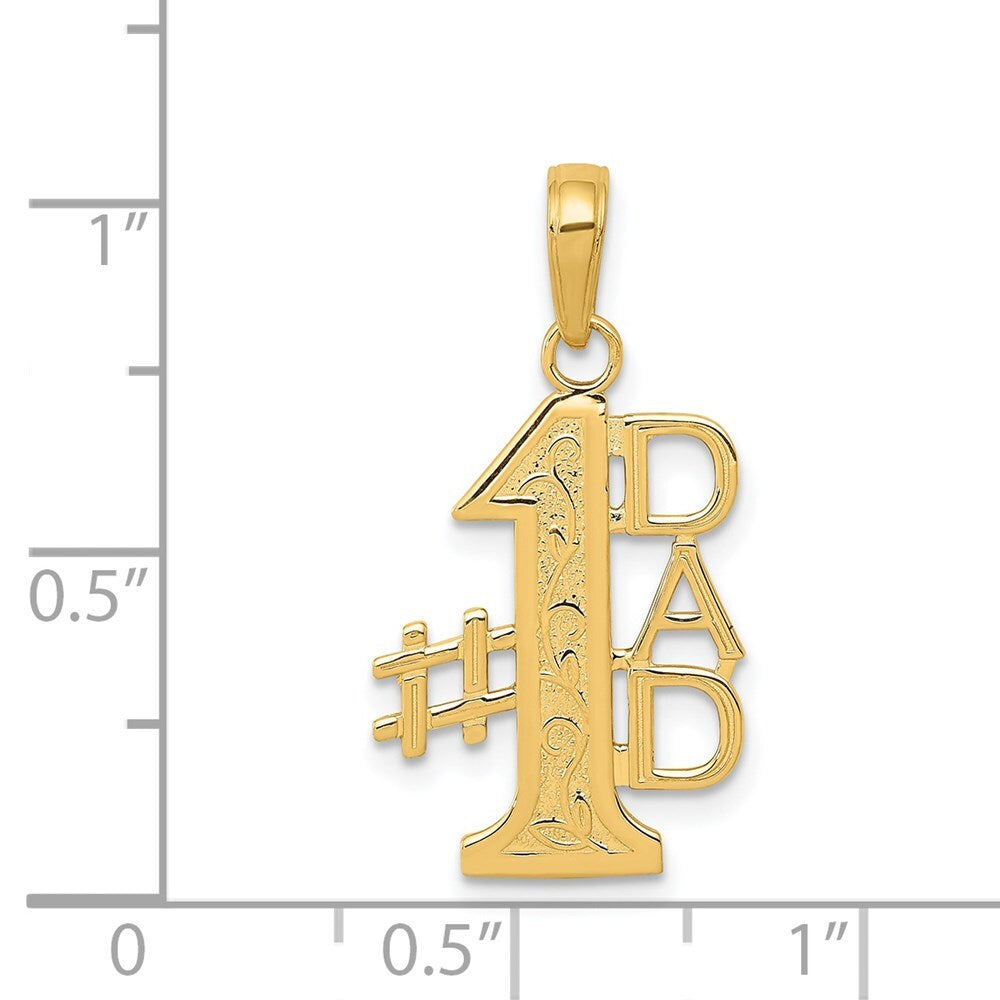 14k Yellow Gold #1 DAD Charm Pendant for Women