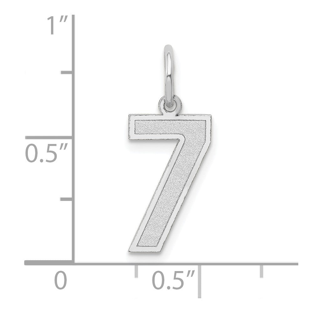 14K White Medium Satin Number 7 Charm