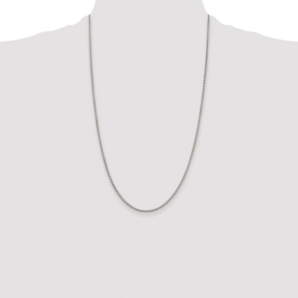 Sterling Silver Rhodium-plated 1.75mm Round Box Chain