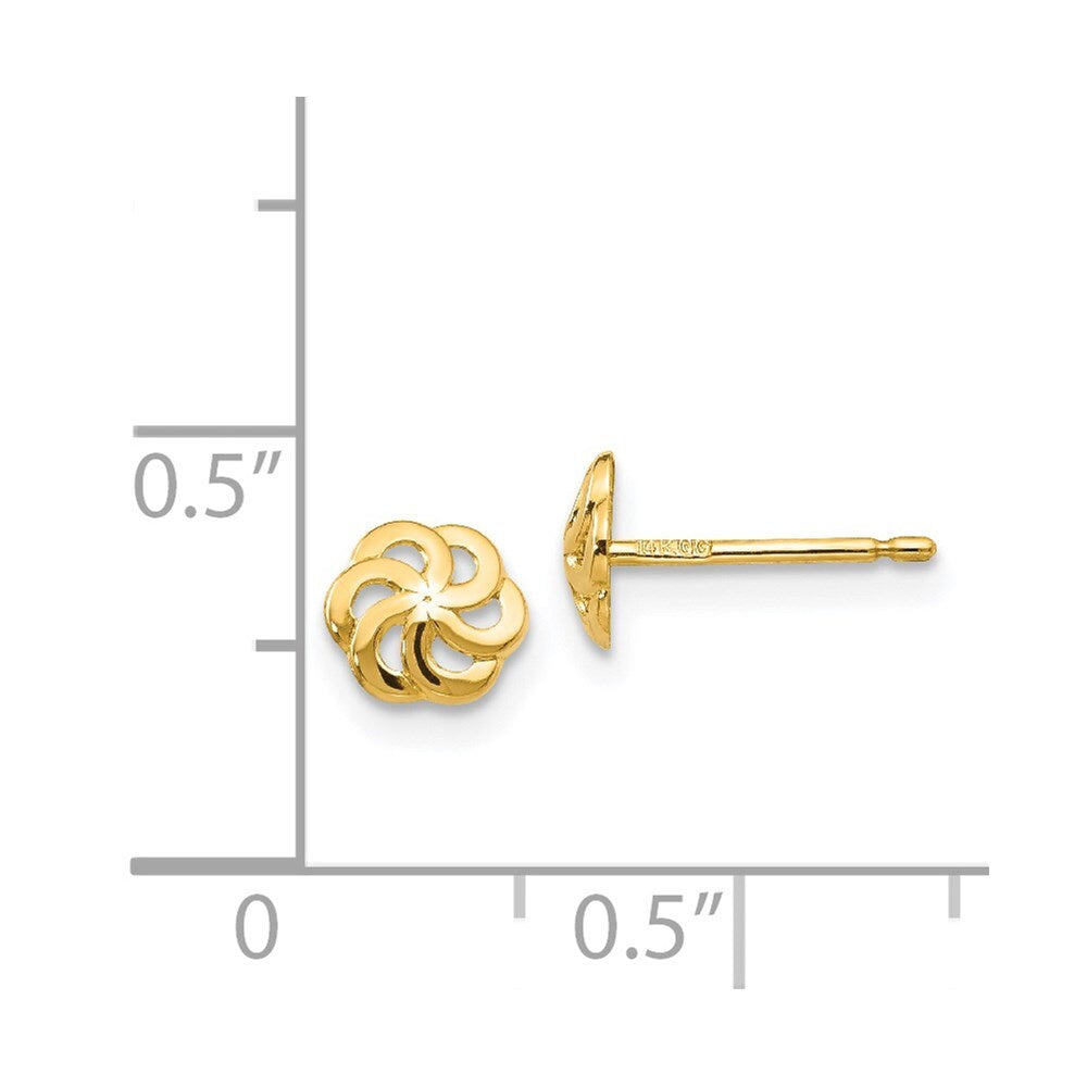 14k Yellow Gold Polished Flower Stud Earrings