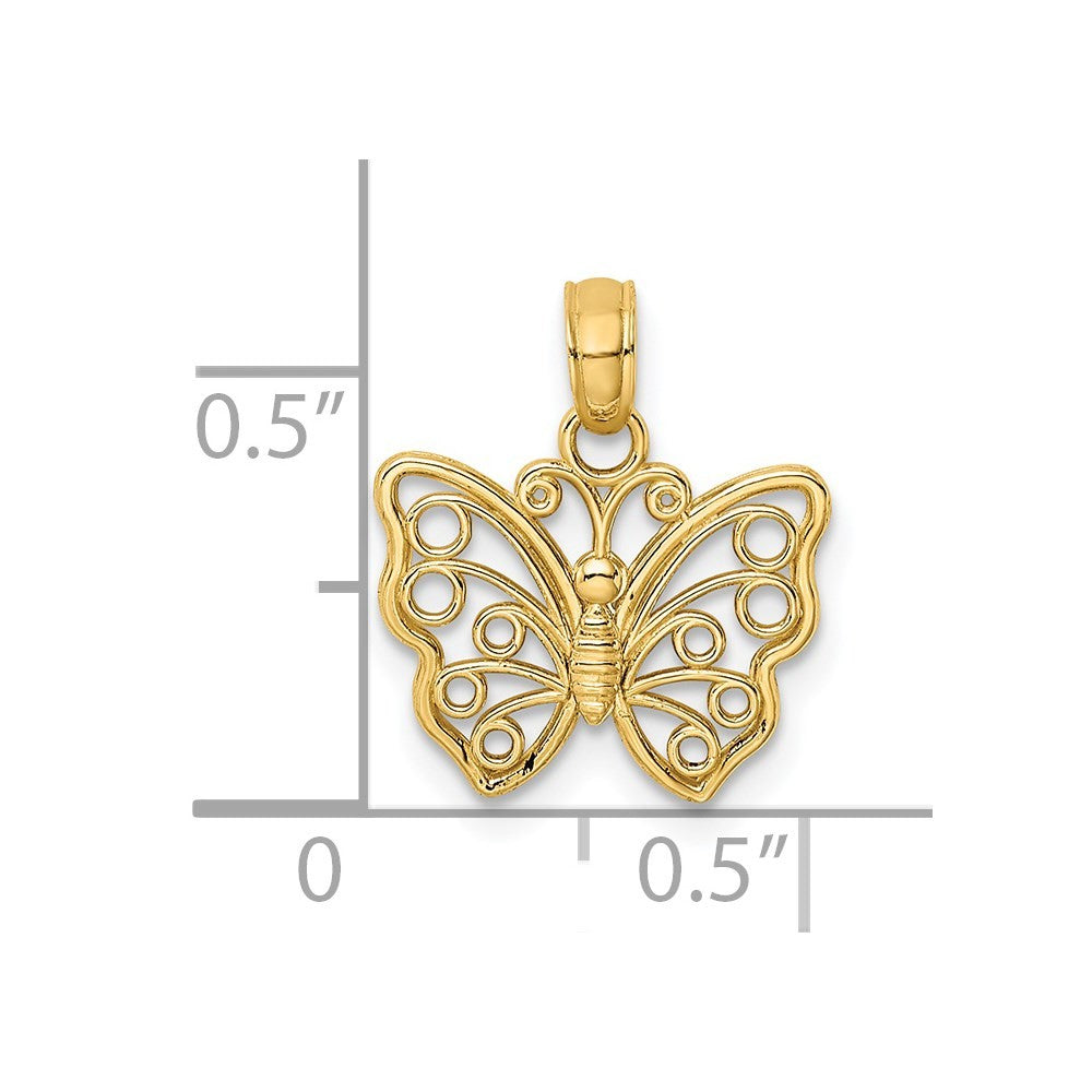 14k Yellow Gold Cut-Out Small Butterfly Charm