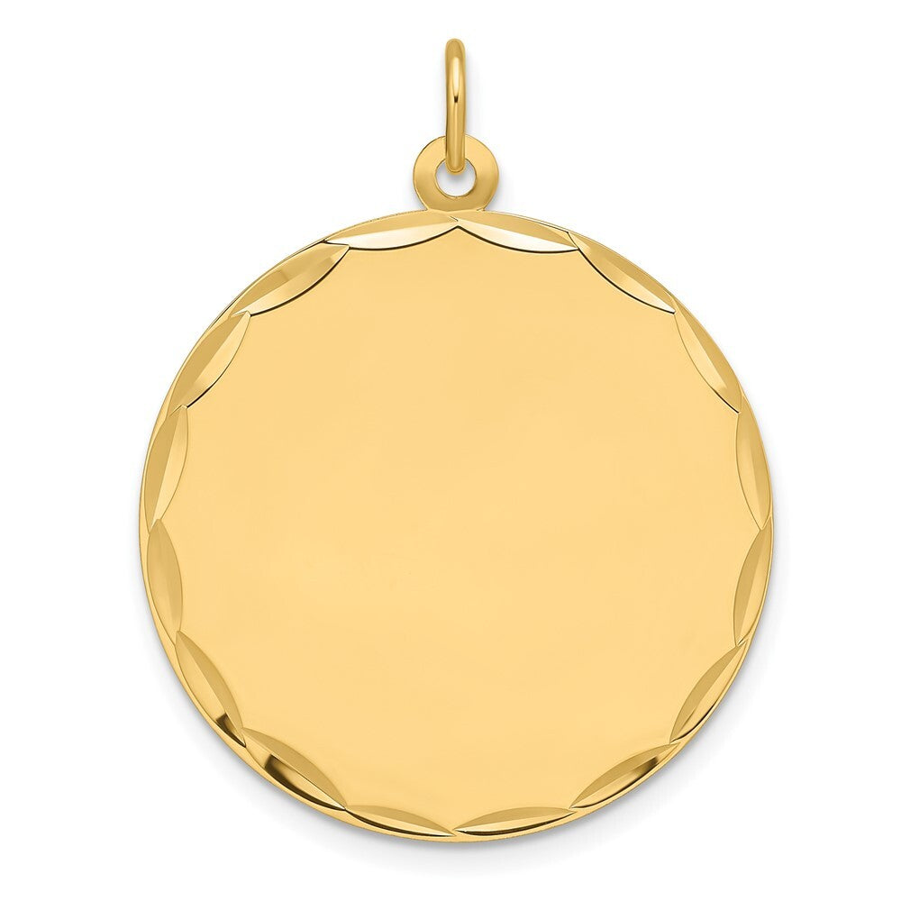 14k Yellow Gold Etched .011 Gauge Engravable Round Disc Charm