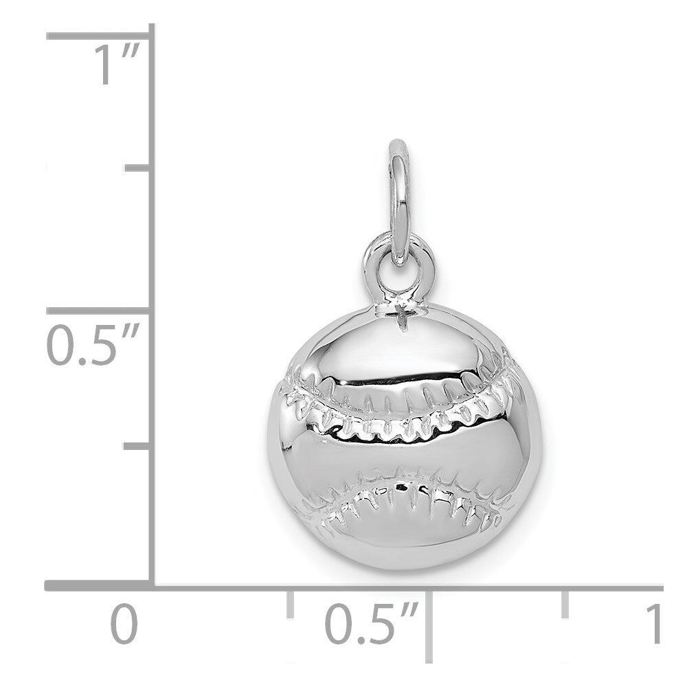 14k White Gold Baseball Charm Pendant for Women