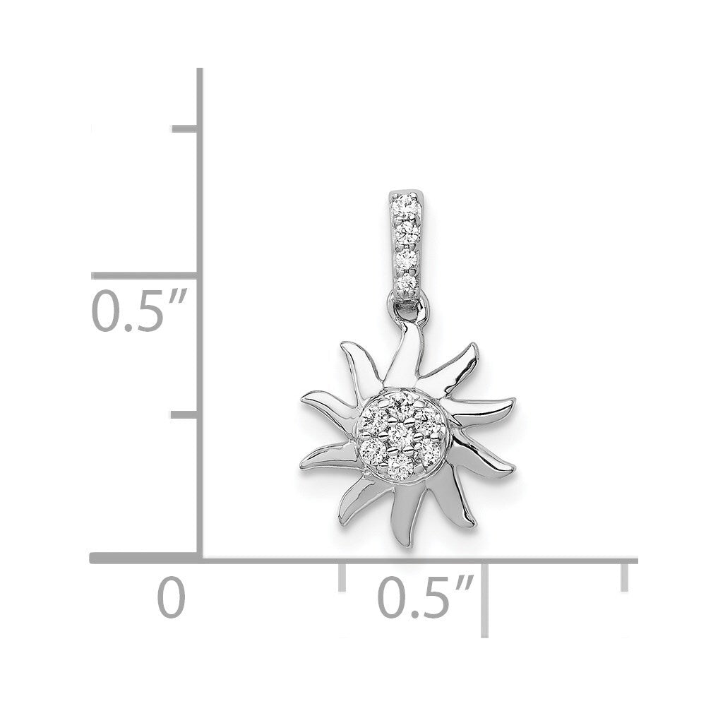 14k White Gold 1/15ct. Diamond Fancy Sun Pendant for Women