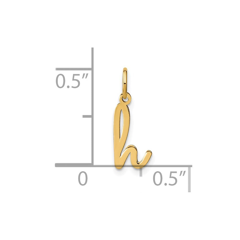 14k Yellow Gold Lower case Letter H Initial Charm Pendant for Women