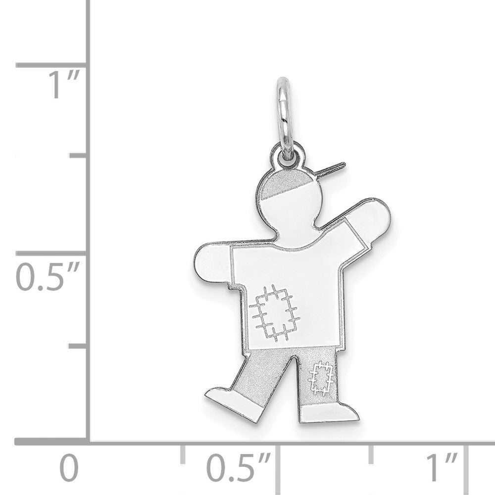 14k White Gold Kid Charm Pendant for Women