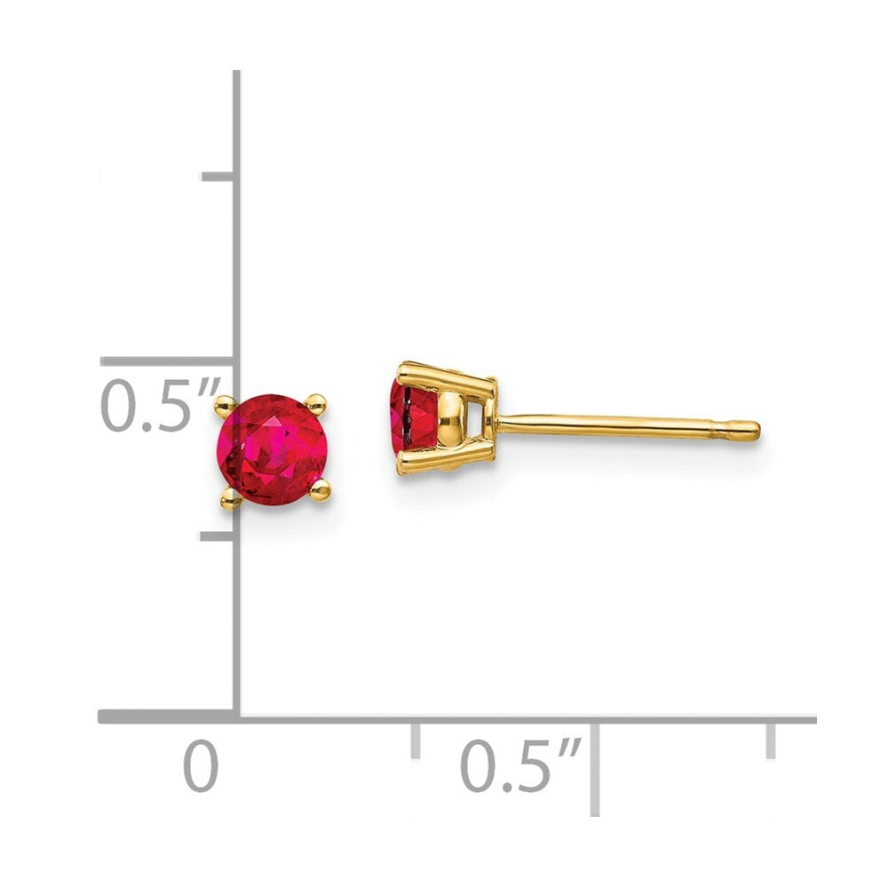 14k Yellow Gold Ruby Stud Earrings Gift for Women