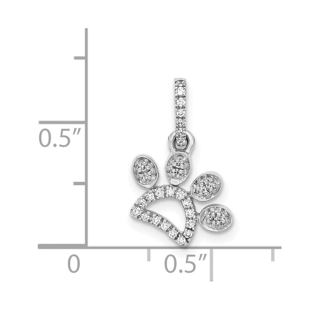14k White Gold 1/10ct. Diamond Paw Print Pendant for Women