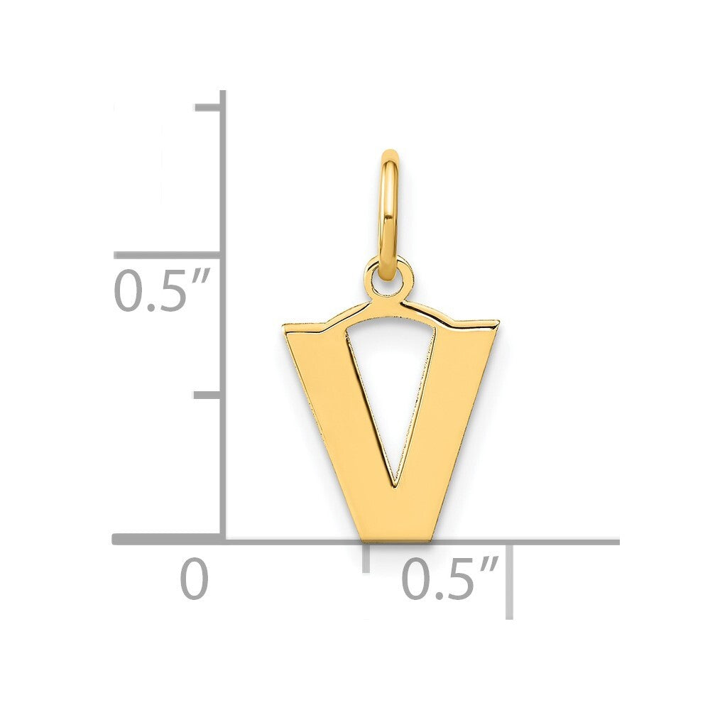 14k Yellow Gold Letter V Initial Pendant for Women