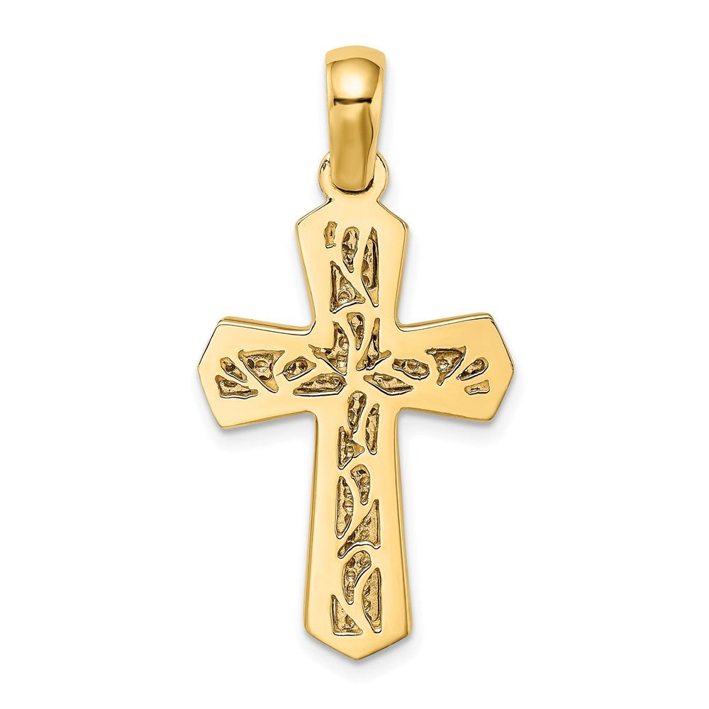 14K Two-Tone Gold Polished Cross Charm