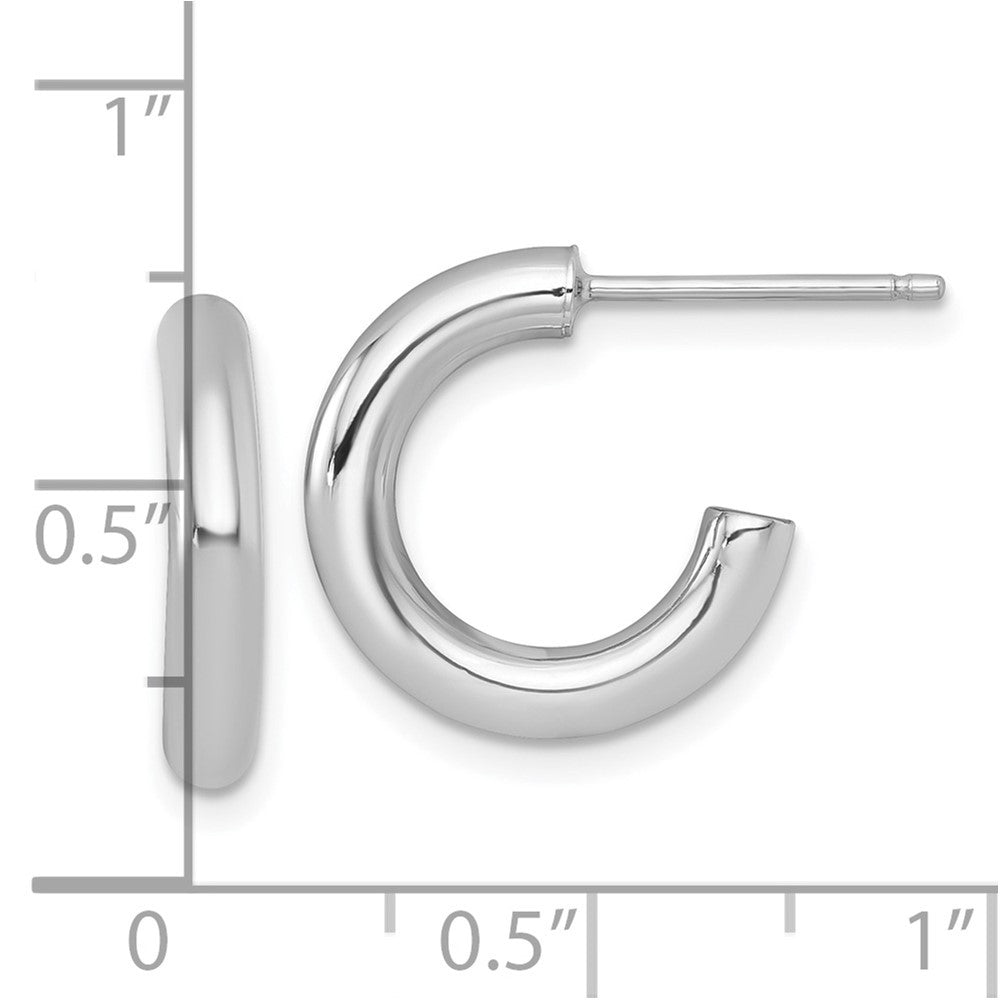 14k White Gold Polished 3.0 x 16mm Tube C-Hoop Earrings